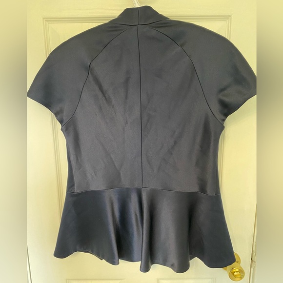Jackie Rogers 100% Silk Navy Shortsleeved Blazer with Capped Sleeves - Picture 6 of 7